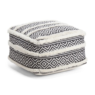 Tufted Stripe Wool Blend Pouf