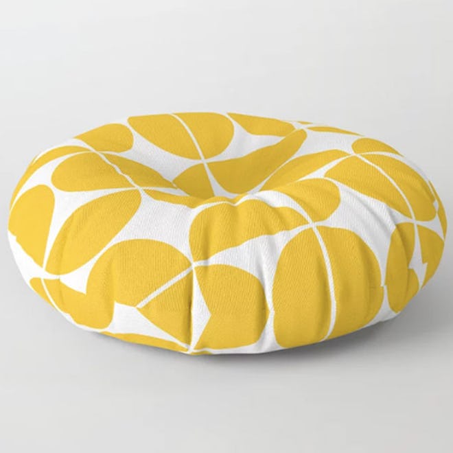 Mid Century Modern Geometric Yellow Floor Pillow