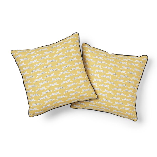 Schumacher Leaping Leopards Pillow in Yellow (sold separately)