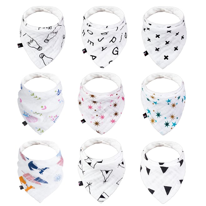 Baby Bandana Drool Bibs for Teething and Drooling (9 Pcs/Pack)