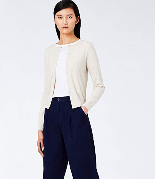 Meraki Lightweight Cotton Crew Neck Cardigan 