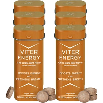Viter Energy Caffeinated Chocolate Mints With 40 mg of Caffeine (6-Pack)