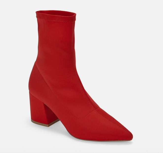 Red Pointed Toe Sock Boots