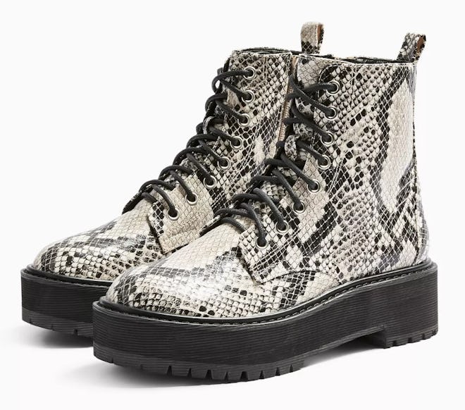 Oslo Snake Chunky Lace Up Boots