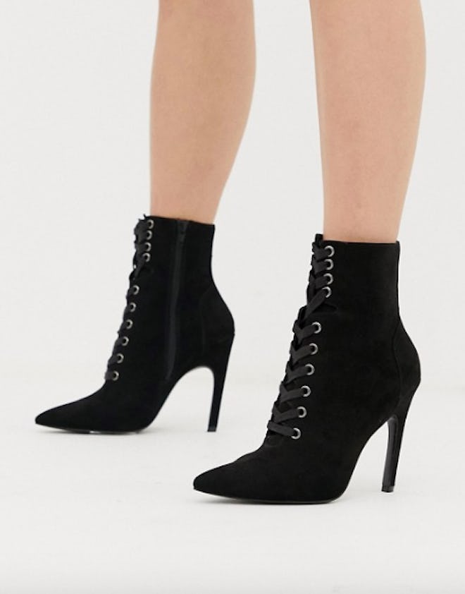 ASOS Design Elaina Pointed Lace-Up Boots