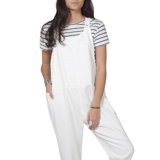 Organic Overall Dungarees in White Denim