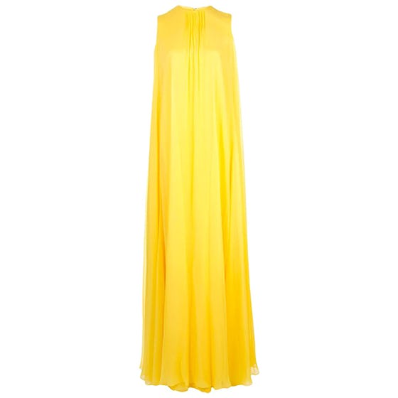 Ruched detail silk gown