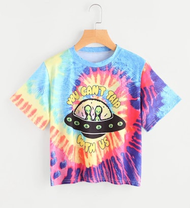 Alien Print Spiral Tie Dye Tee