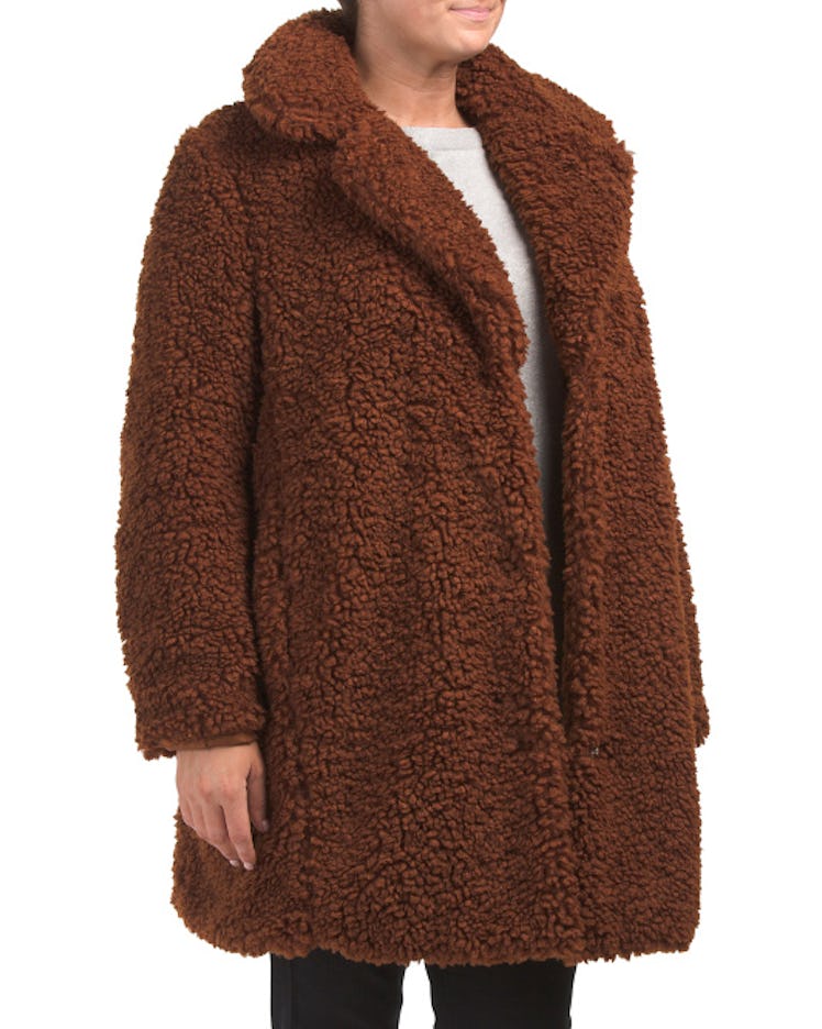 Kensie Plus Teddy Bear Faux Fur Coat
