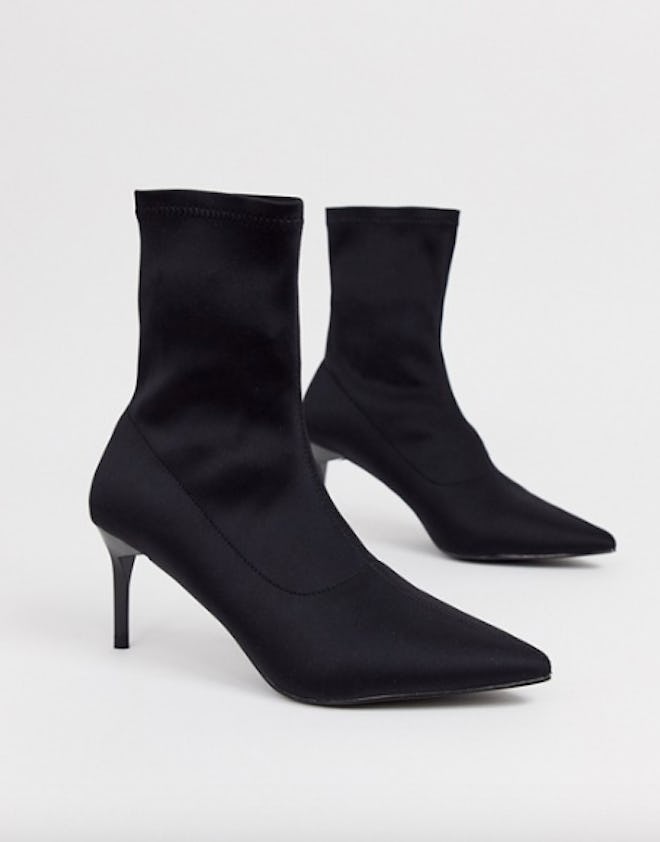 RAID Lillian Black Pull On Pointed Sock Boots