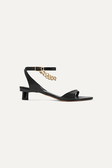 Tibi Nathan Chain-Embellished Snake-Effect Leather Sandals