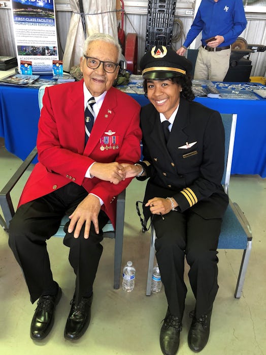 This is Grayson with Tuskegee Airmen Col. Charles McGee, a retired fighter pilot.