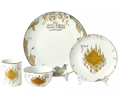 Harry Potter Marauder's Map 16-Piece Porcelain Dinnerware Set