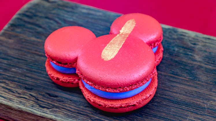 The Mickey Mouse-shaped Puple Yam Macaron is served at Disneyland's Lunar New Year celebration. 