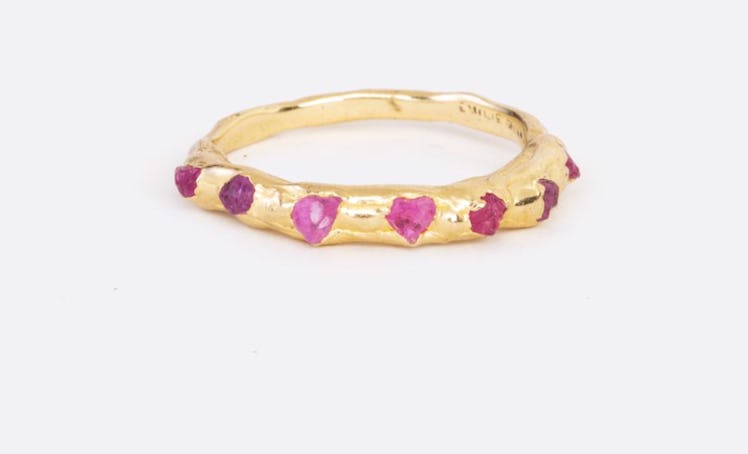 Pink Sapphire Flower Crown Ring