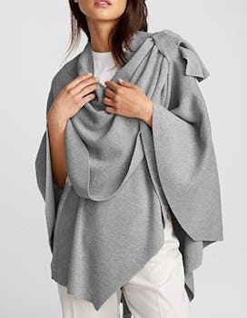 PULI Cross Front Poncho Sweater