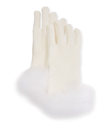 Winter Crochet Cashmere Gloves w/ Fox Fur Trim