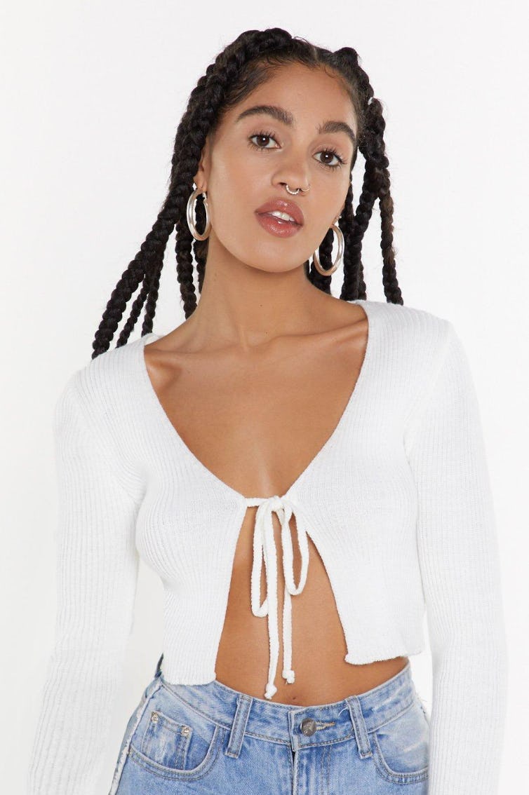 tie up crop cardigan