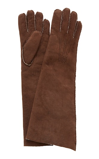 Fleece-Trimmed Shearling Gloves