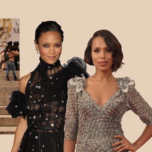 Thandie Newton and Kerry Washington in evening dresses at red carpet events