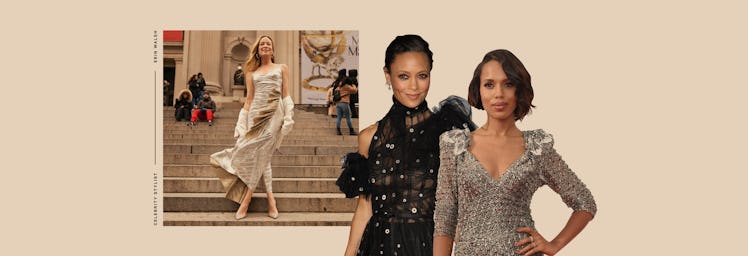 Thandie Newton and Kerry Washington in evening dresses at red carpet events
