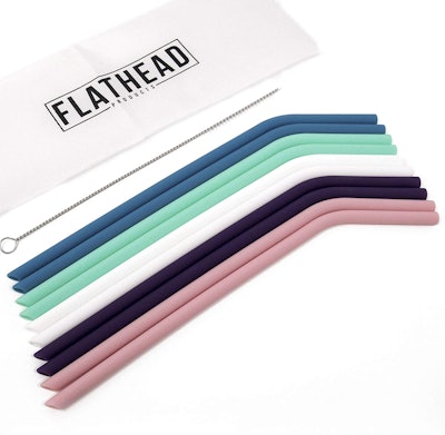 Flathead Products Silicone Drinking Straws (Set Of 10)