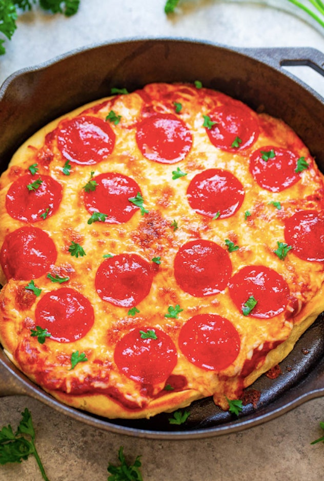Pizza in a skillet. Who could ask for anything more?