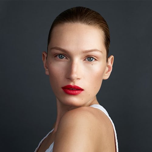 Westman Atelier's new Lip Suede on model.