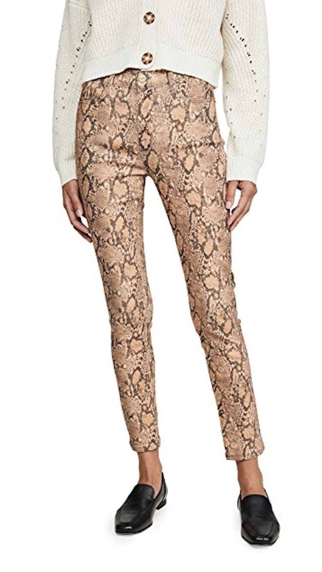 Le High Skinny Crop Coated Python Jeans