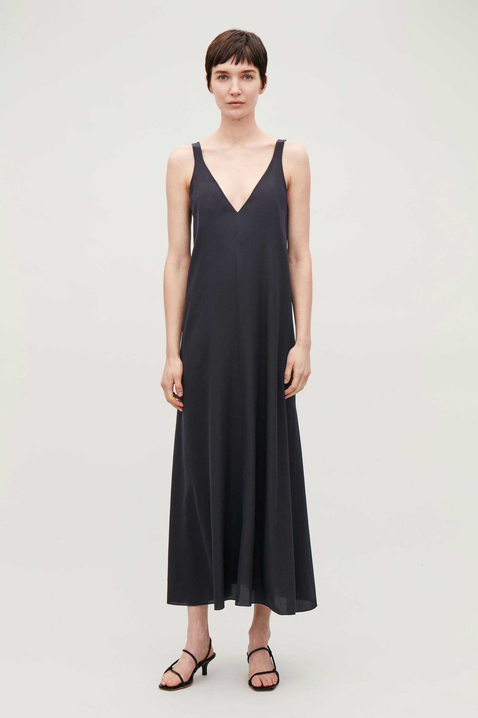 cos layered open back dress