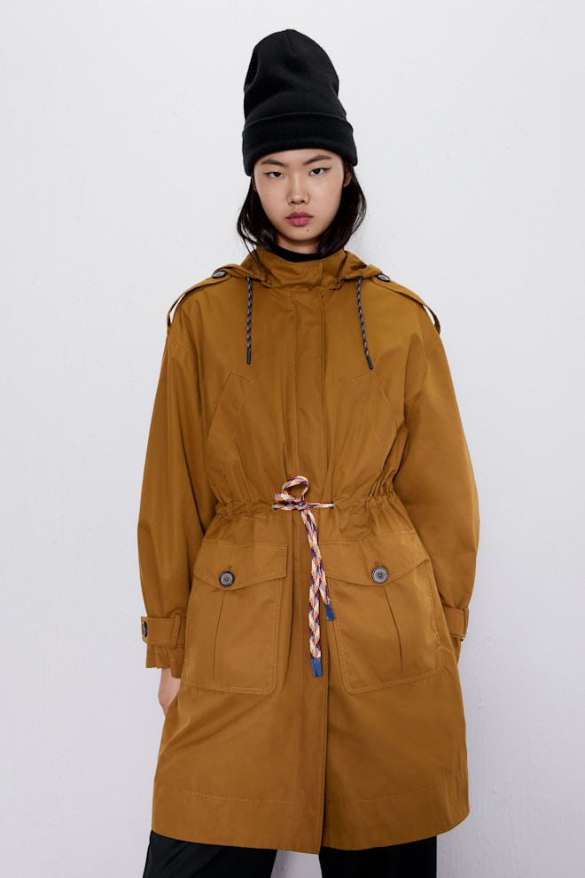 Drawstring Trench Coat