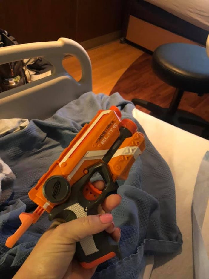 A mom packed a brilliant item in her hospital bag when she gave birth recently.