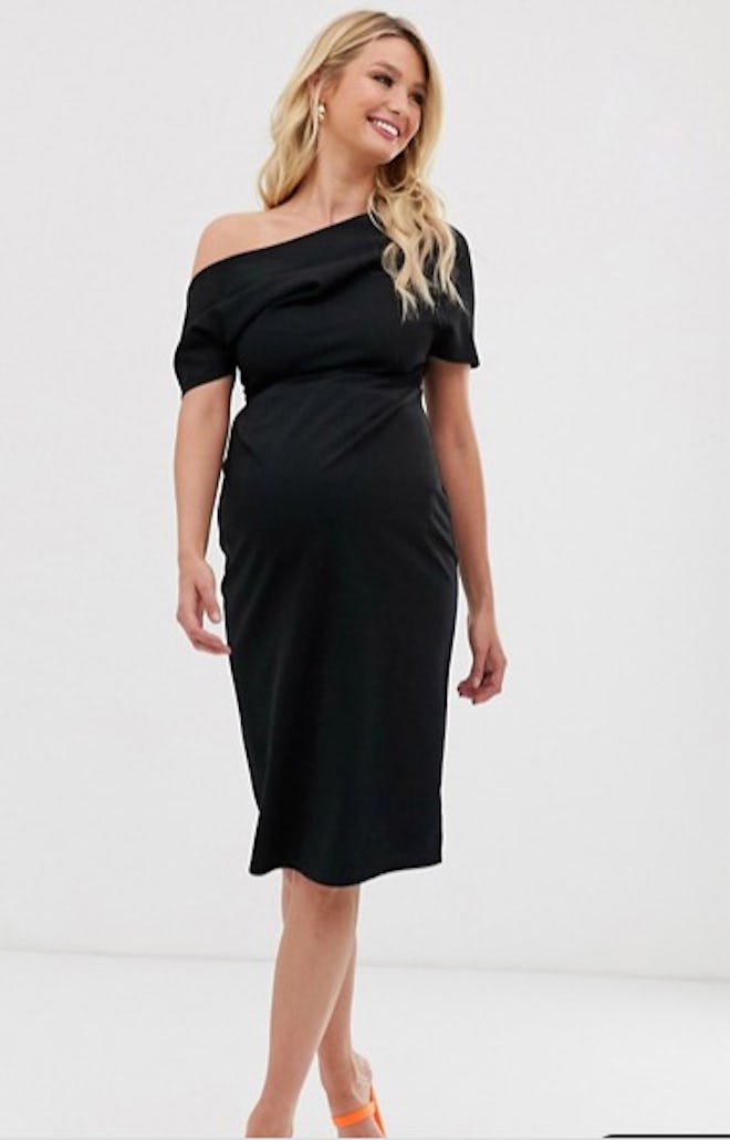 ASOS Design Maternity Pleated Should Pencil Dress