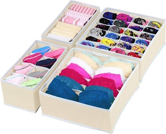 Simple Houseware Closet Underwear Organizer Drawer Divider (Set of 4)
