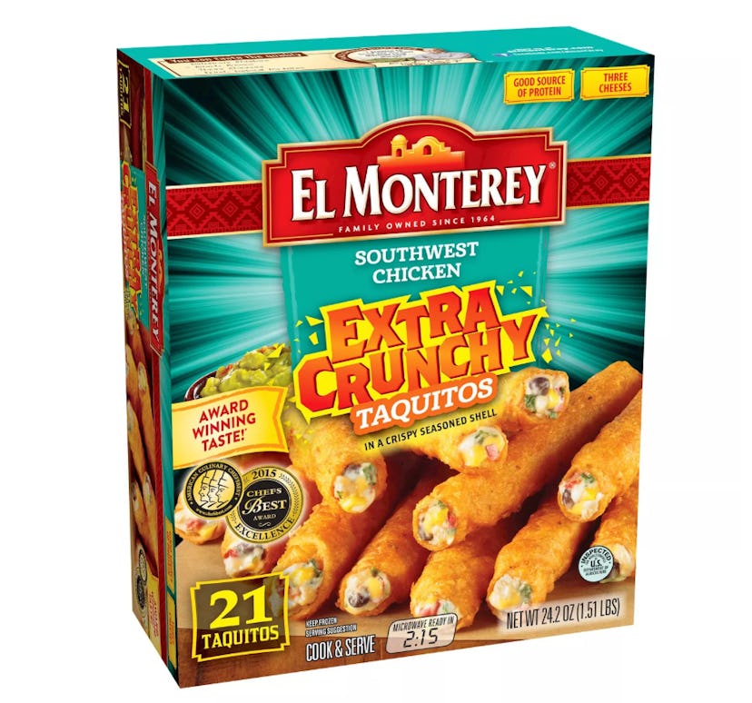 A box of twenty-one, cheese filled taquitos.