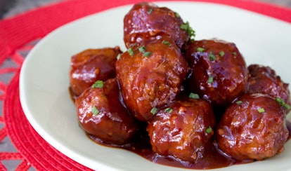 For an easy meal prep recipe, pair Trader Joe's frozen meatballs with your favorite BBQ sauce.
