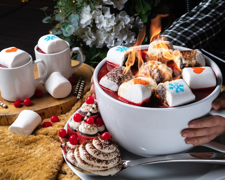 PHD Terrace's Cup Of Flaming Red Velvet hot chocolate has massive marshmallows and is massive in siz...