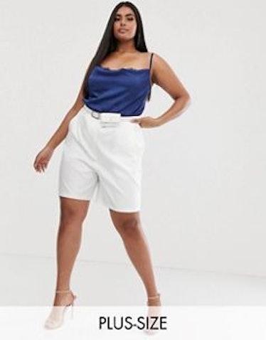 Outrageous Fortune Plus City Short With Belt Detail In White