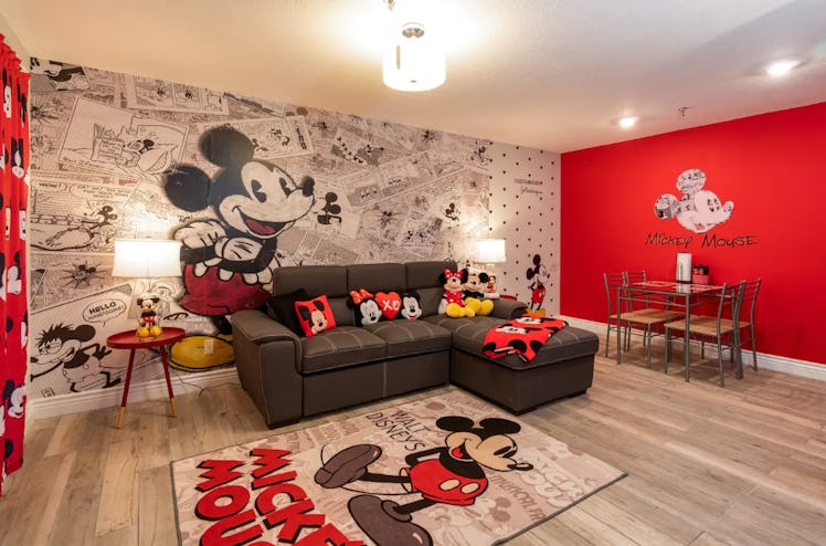This Mickey Mouse-themed Airbnb has Mickey Mouse walls. 