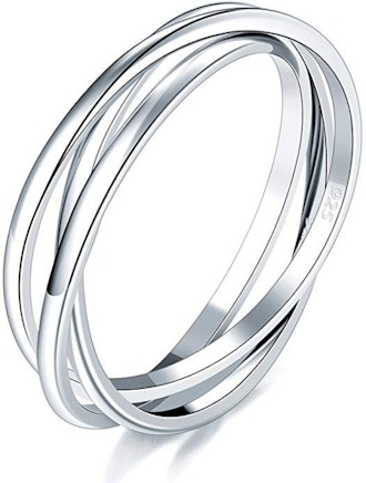 BORUO Silver Triple Interlocked Ring