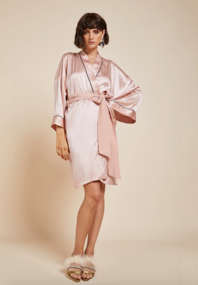 Mimi Oyster Short-Length Silk Kimono