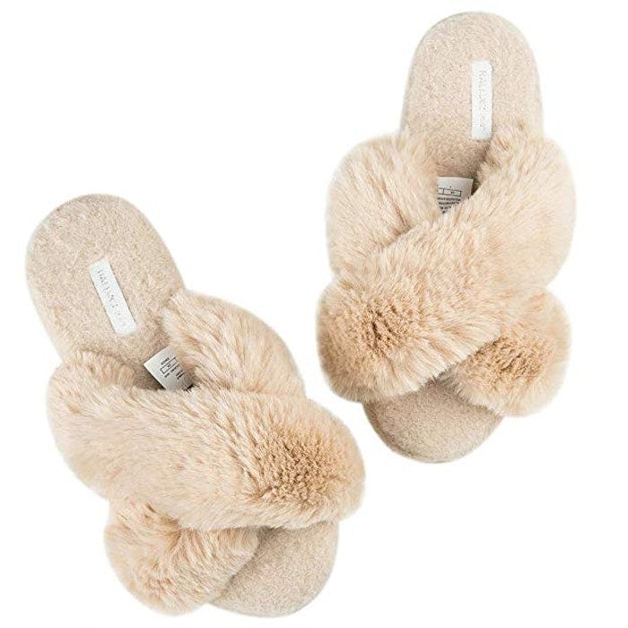 Women's Cross Band Soft Plush Fleece House