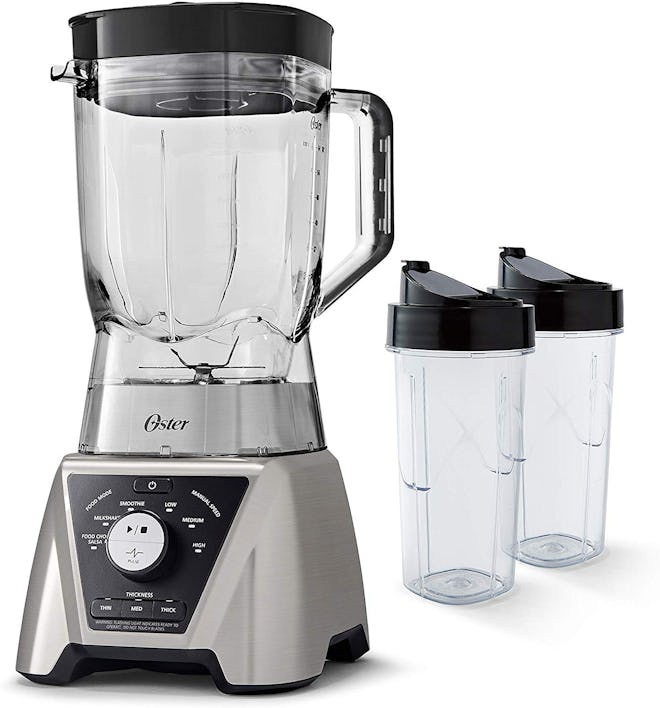 Oster Texture Select Settings Pro Blender with 2 Blend-N-Go Cups and Tritan Jar, Brushed Nickel
