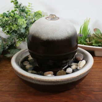 Eucalyptus Ceramic Orb Tabletop Fountain