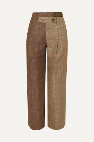 Fifty Fifty Asymmetric Checked Wool-Blend Tweed Straight-Leg Pants