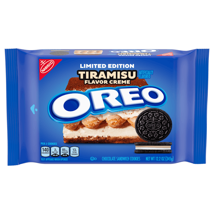 Oreo's New Tiramisu Flavor For 2020 features the traditional dessert's flavors of chocolate, espress...