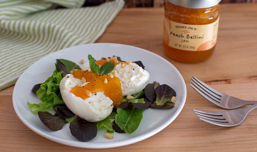 This peachy burrata dish is the ultimate Super Bowl dish. 