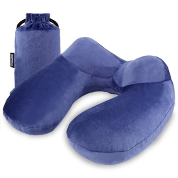 UROPHYLLA Inflatable Travel Pillow, Soft Velvet Inflatable Travel Neck Pillow