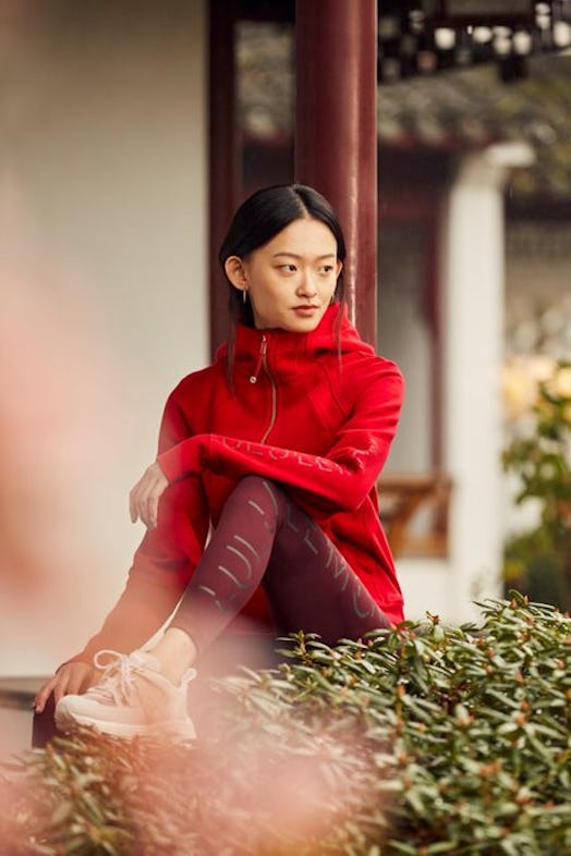 Lululemon's Lunar New Year collection features the traditional colors red and gold. 