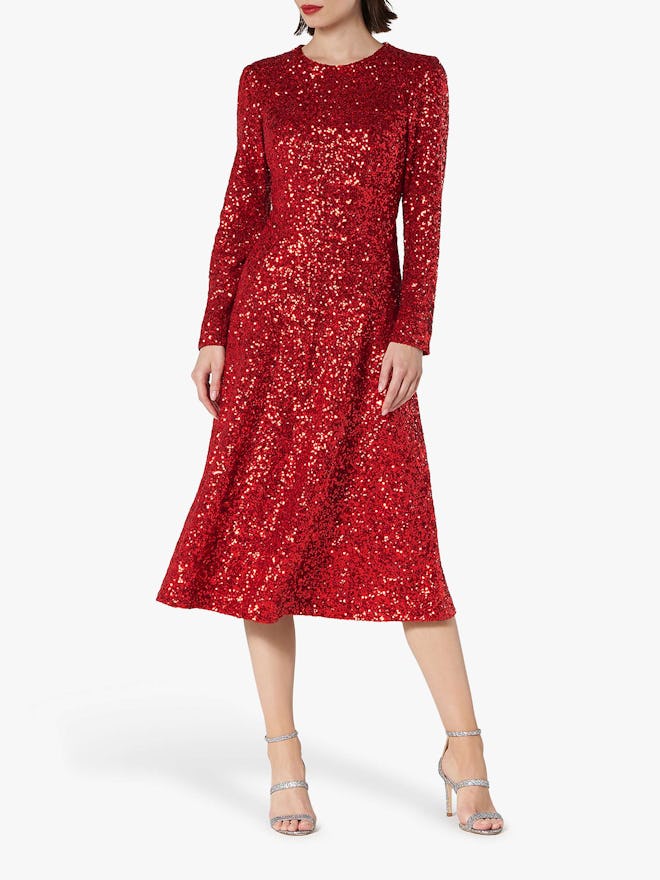 L.K.Bennett Lazia Sequin Midi Dress, Red
